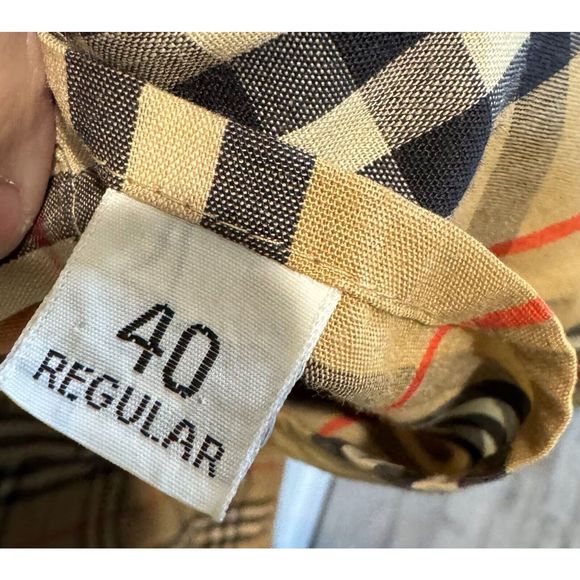 Vintage Burberry’s Nova Check Trench Coat Mens 40R Beige Belted D-Rings USA - Picture 13 of 14